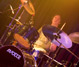 Chris druming at the Red Room with Damsel Fly